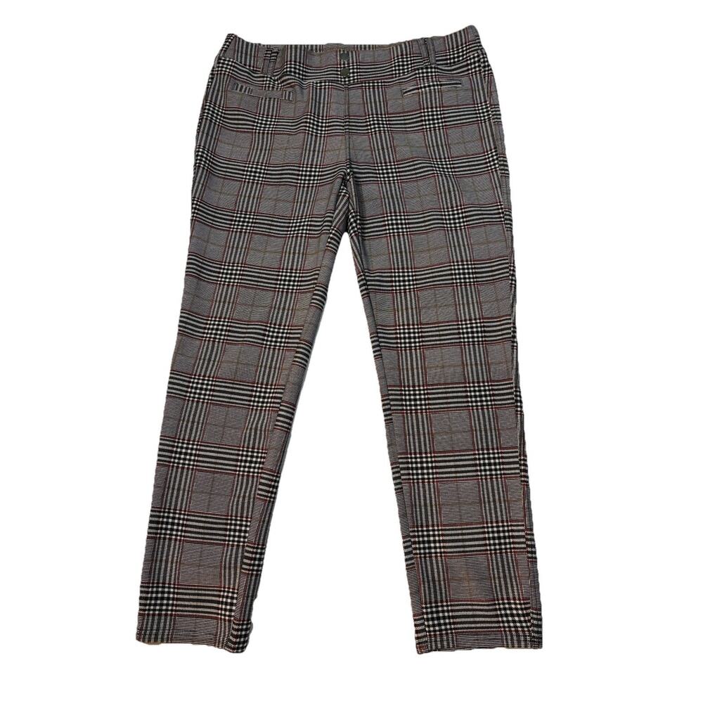 R.Sofia Check Spandex Pull On Dress Pants Black Grey Pink Colorway XL Slacks